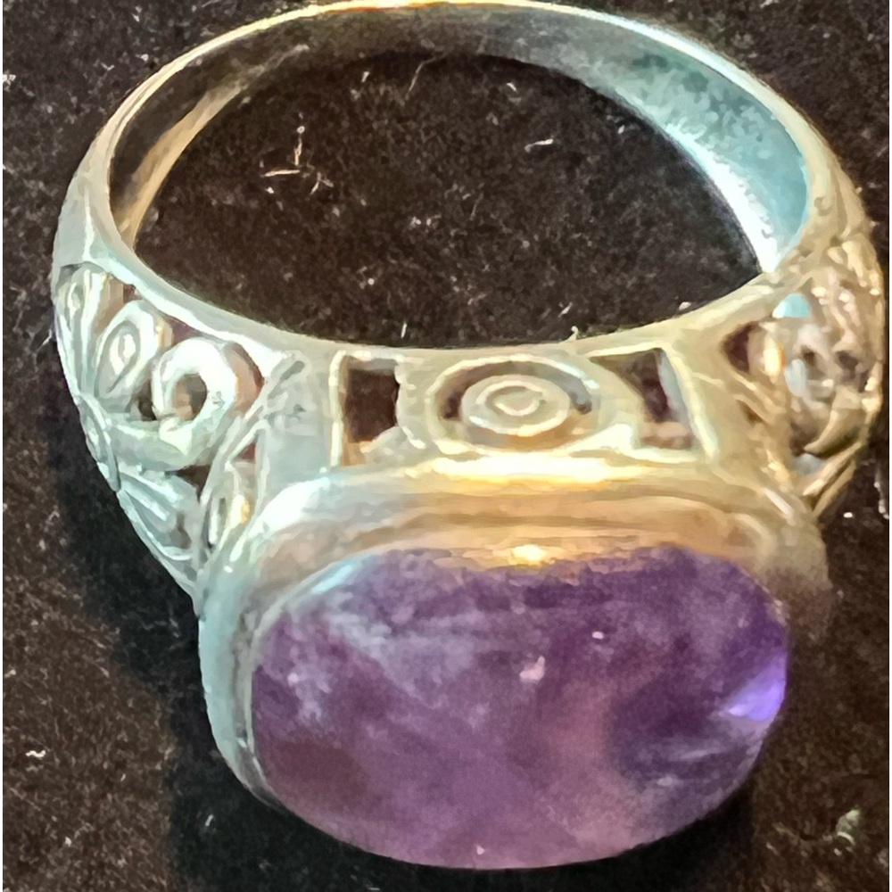 Source Unknown Silver And Purple Ring - image 3